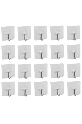 20 Adet Kendinden Yapışkanlı Şeffaf Askı Metal Kancalı Askılık