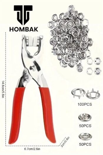 200 adet Paslanmaz Çelik Çıtçıt ve Pense Seti Metal Çıt Çıt Makinesi