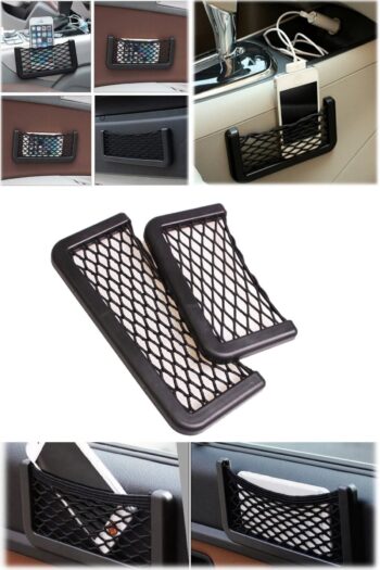 Araba Torpido Telefon Ruhsat Tutucu Fileli Araç Içi Organizer Yapışkanlı File 15x8 Cm Düzenleyici