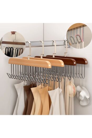 Çok Fonksiyonlu Ahşap Askı  8 Kancalı Eşarp Kravat Kemer Sütyen Çanta Askısı