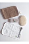 Doğal Keten Banyo Vücut Lifi, Doğal Yüz Lifi, Kesecim Kese Ve Topuk Taşı 4'lü Hamam Banyo Set
